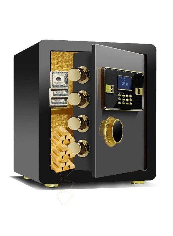 متجر الفرح صندوق أمان منزلي مقاوم للحريق، خزنة إلكترونية آمنة للمنزل مع قفل لوحة مفاتيح قابل للبرمجة، مستندات آمنة، أموال، أشياء ثمينة، شاشة عرض LED، مقاس 40x36x30 سم، أسود - Image 1