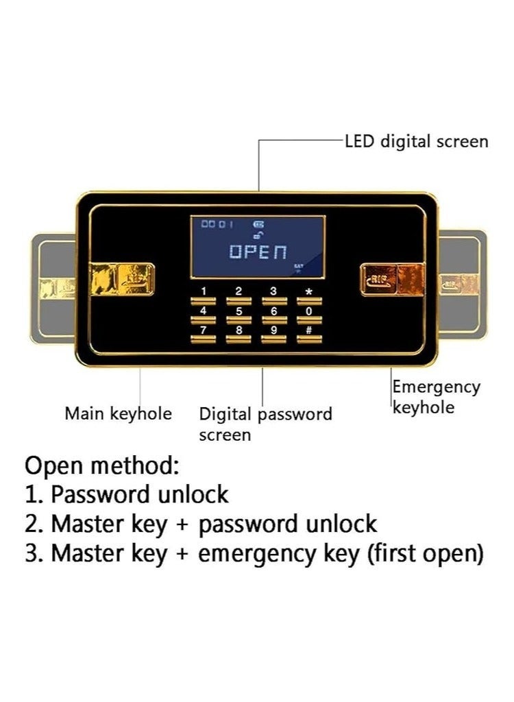 متجر الفرح صندوق أمان منزلي مقاوم للحريق، خزنة إلكترونية آمنة للمنزل مع قفل لوحة مفاتيح قابل للبرمجة، مستندات آمنة، أموال، أشياء ثمينة، شاشة عرض LED، مقاس 40x36x30 سم، أسود - Image 2