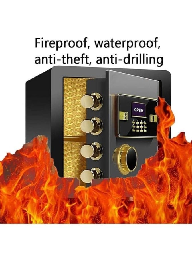 متجر الفرح صندوق أمان منزلي مقاوم للحريق، خزنة إلكترونية آمنة للمنزل مع قفل لوحة مفاتيح قابل للبرمجة، مستندات آمنة، أموال، أشياء ثمينة، شاشة عرض LED، مقاس 40x36x30 سم، أسود - Image 4