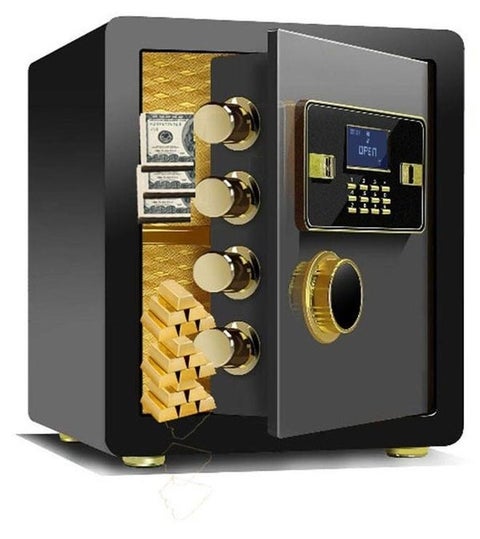 Fireproof Safe Box for Home Electronic Home Security Safe with Programmable Keypad Lock, Secure Documents Money Valuables LED Display Size 40x36x30cm Black