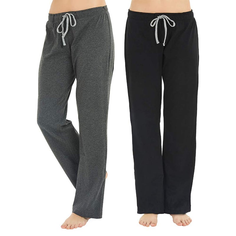 U2SKIIN 2 Pack Pajama Pants for Women Soft, Comfortable Womens Lounge Pajama Pants Lightweight Sleep Pj Bottoms for Women(Black/Dark Grey Mel., M) - Image 5