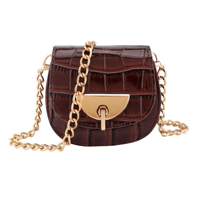 Ayliss Women Fanny Waist Bag PU Leather Belt Bag for Women Fanny Pack Mini Belt Bag Crossbody Waist Purse Y2K Chain Bag Detachable (Brown) - Image 3