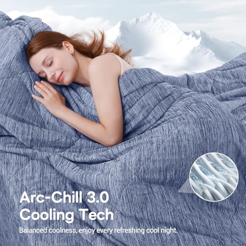 Elegear Cooling Comforter Queen Absorbs Body Heat to Keep Cool, Cooling Blanket for Hot Sleepers Japanese Arc-Chill 3.0 Cool Tech Fabric Summer Comforter Hypo-Allergenic Cooling Quilt-Blue, 200x220cm - Image 2