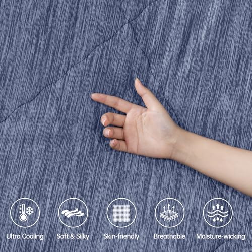 Elegear Cooling Comforter Queen Absorbs Body Heat to Keep Cool, Cooling Blanket for Hot Sleepers Japanese Arc-Chill 3.0 Cool Tech Fabric Summer Comforter Hypo-Allergenic Cooling Quilt-Blue, 200x220cm - Image 4