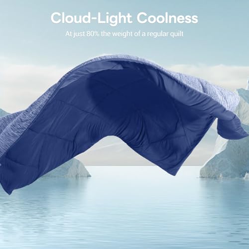 Elegear Cooling Comforter Queen Absorbs Body Heat to Keep Cool, Cooling Blanket for Hot Sleepers Japanese Arc-Chill 3.0 Cool Tech Fabric Summer Comforter Hypo-Allergenic Cooling Quilt-Blue, 200x220cm - Image 3