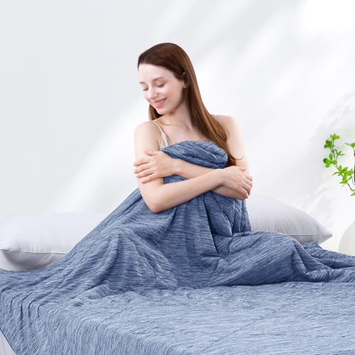 Elegear Cooling Comforter Queen Absorbs Body Heat to Keep Cool, Cooling Blanket for Hot Sleepers Japanese Arc-Chill 3.0 Cool Tech Fabric Summer Comforter Hypo-Allergenic Cooling Quilt-Blue, 200x220cm - Image 1