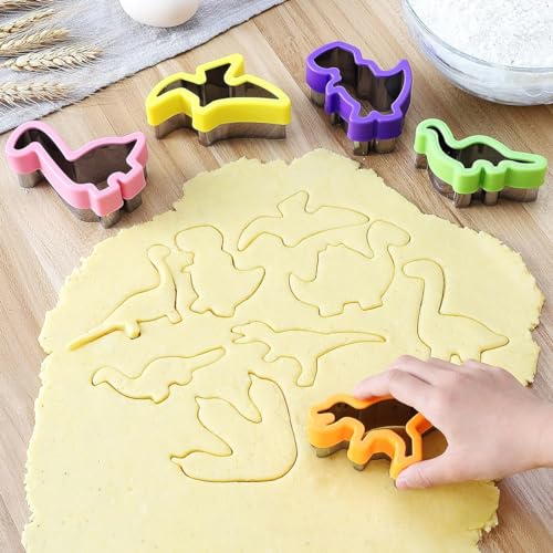 HASTHIP® 8Pcs Dinosaur Cookie Cutters Set Stainless Steel Cookie Cutter Mold Fruit Slice Cake Molds for DIY, Kitchen, Baking, Kids Dinosaur Theme Birthday Party Supplies Favors - Image 4