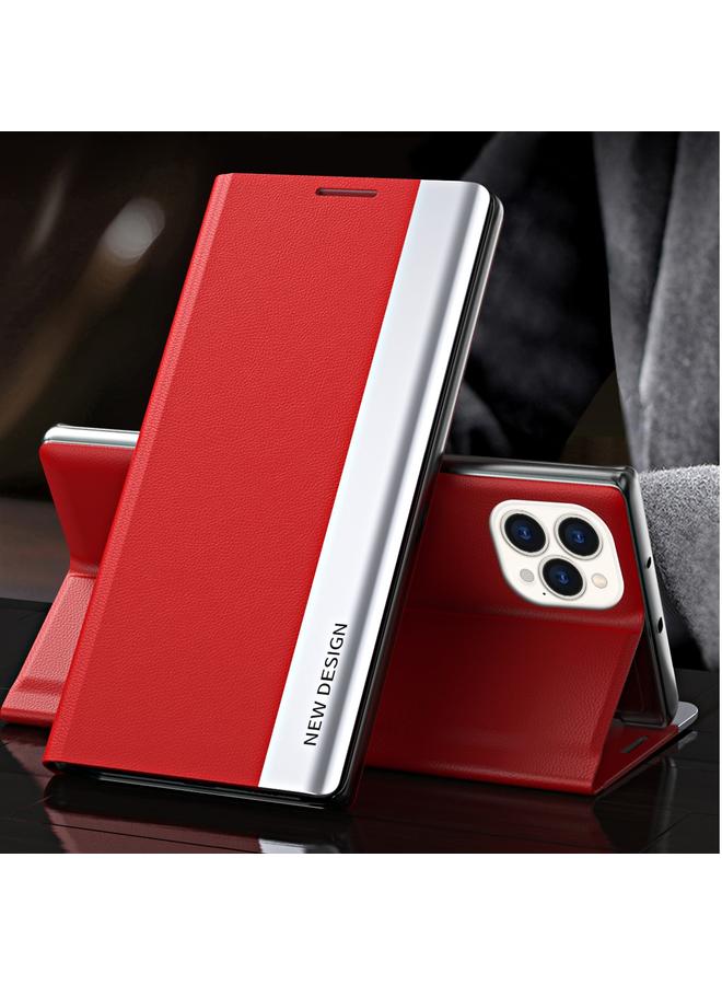 The Bros Case For iPhone 13 Pro Side Electroplated Magnetic Ultra-Thin Horizontal Flip Leather Case with Holder For IPhone 13 Pro 
