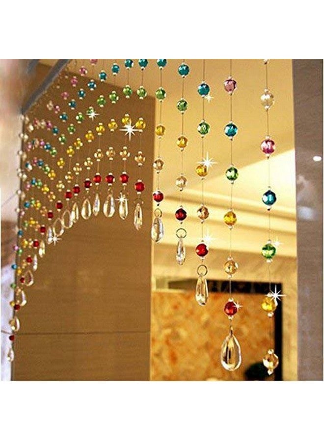PINDIA 25 String Fancy Sparkling Arch Bead Hanging Curtain with Pure Glass Drops - Multicolor - Image 1