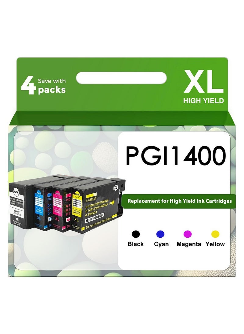 4 Pack 1400XL Ink Cartridges Replacement for Canon PGI-1400XL PGI-1400 Ink Cartridges Compatible with Canon Maxify MB2040 MB2340 MB2140 MB2740 Printer  - Image 1