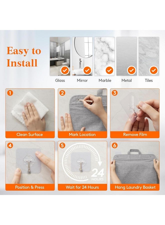 HELIMIX Large Capacity Breathable Mesh Laundry Basket with Handles Grey Space Saving Laundry Hamper Breathable Mesh Airflow Wall-Mounted Fabric Dirty Clothes Hamper (Large) - Image 5