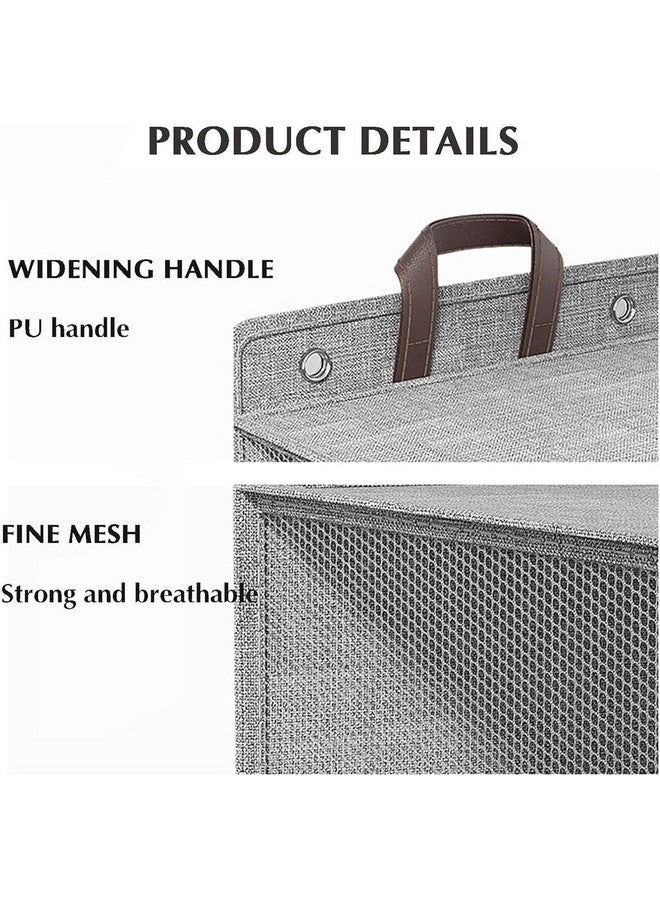 HELIMIX Large Capacity Breathable Mesh Laundry Basket with Handles Grey Space Saving Laundry Hamper Breathable Mesh Airflow Wall-Mounted Fabric Dirty Clothes Hamper (Large) - Image 4