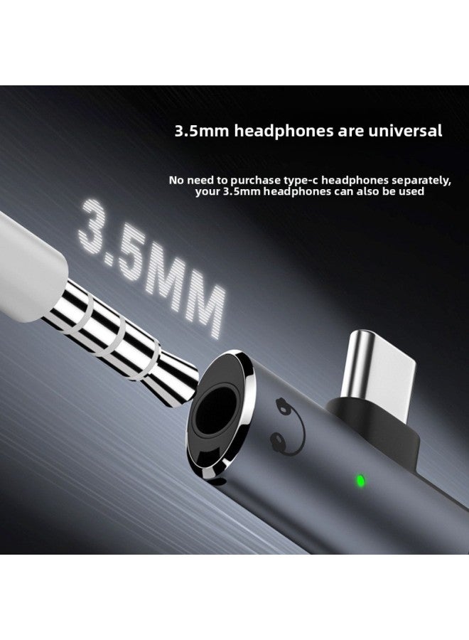 With Power Supply Type-c To 3.5mm Headphone 2-in -1 Adapter Audio 201 Chip C100 Headphone Adapter-Color:Black - Image 5