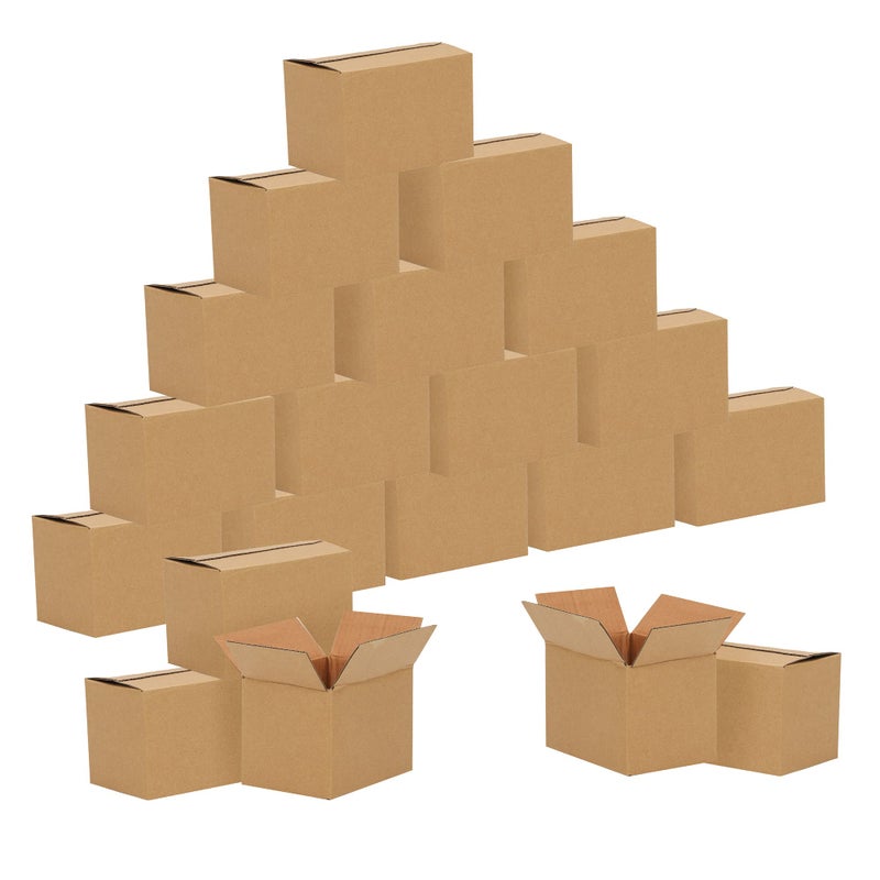FARRAY Shipping Boxes 6x4x4 inches Inner Size 50 Pack Sturdy Kraft Corrugated Small Cardboard Boxes for Mailing Packing Brown