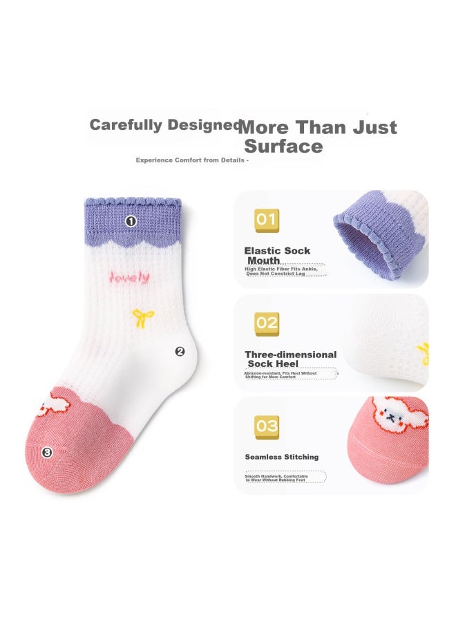 Bambi Children's Socks Girls Summer Mesh Thin Middle And Large Children's Spring And Autumn Mid-tube Cotton Socks Bb2514 Size 18-20 - Image 2