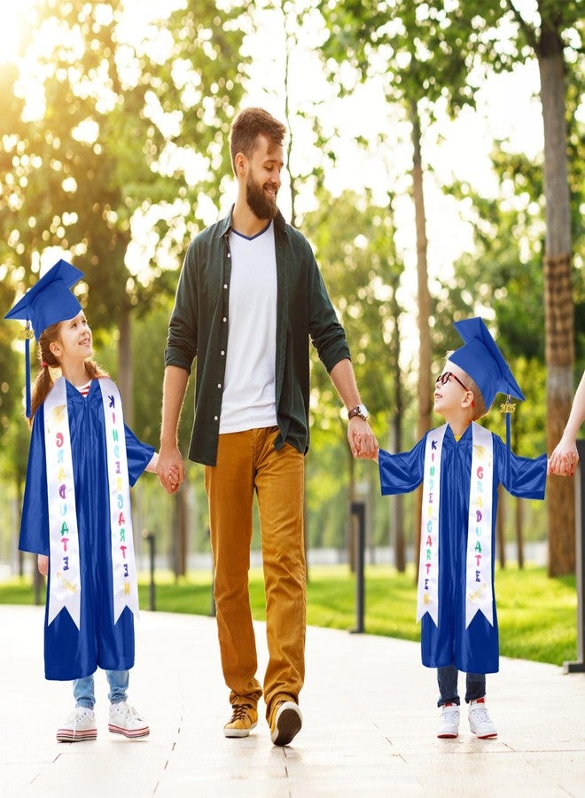 Zhanmai 2 Set 2026 Preschool and Kindergarten Graduation Gown Cap Tassel Set with 2026 Charm Printed Stole Sash for Kids(Medium,Royal Blue) - Image 4