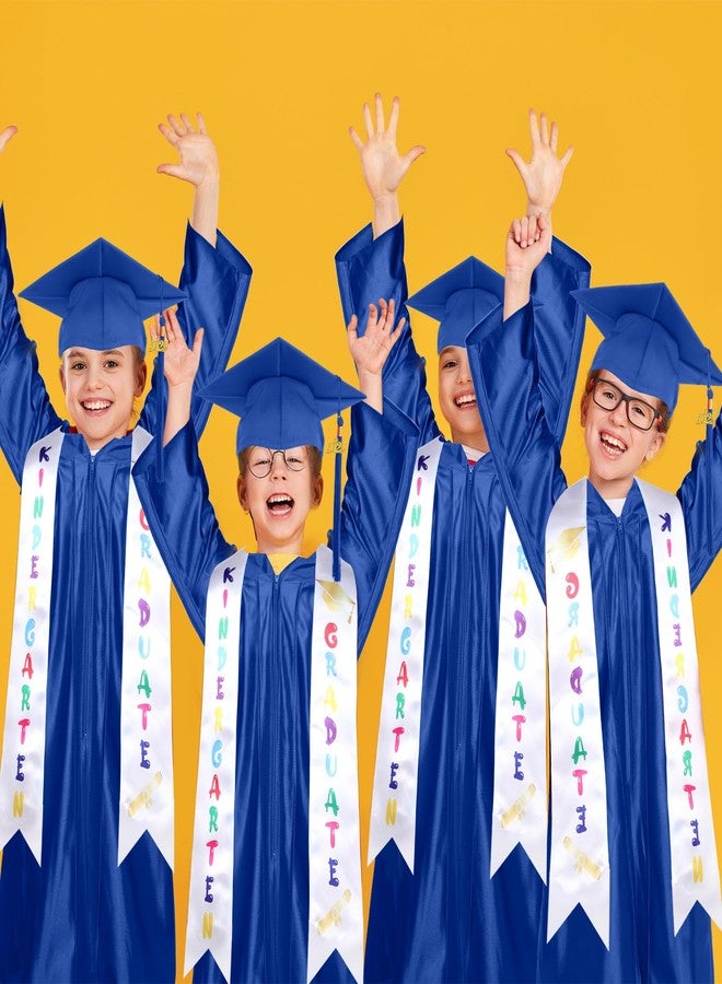 Zhanmai 2 Set 2026 Preschool and Kindergarten Graduation Gown Cap Tassel Set with 2026 Charm Printed Stole Sash for Kids(Medium,Royal Blue) - Image 5