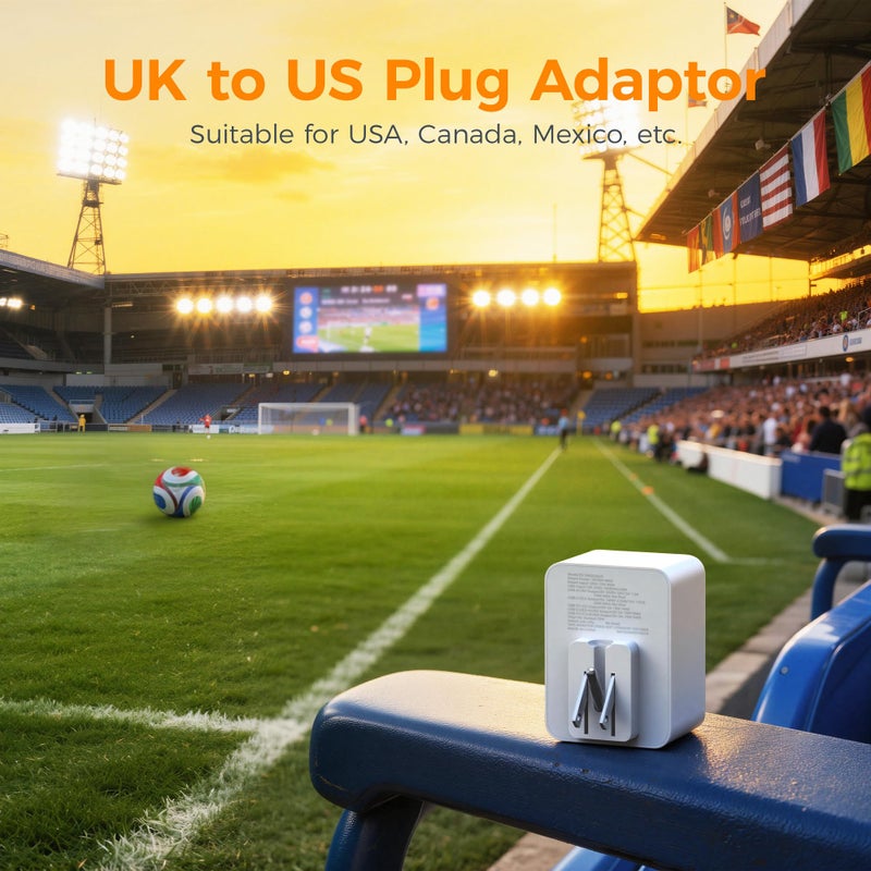تيسان TESSAN UK to US Plug Adaptor 2 Pack, Foldable USA Travel Adapter with USB C - Image 3