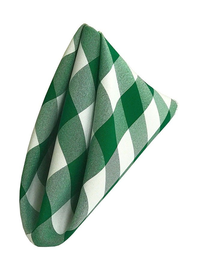 LA Linen 10-Pack Checkered Napkins, 18" x 18", Hunter Green and White