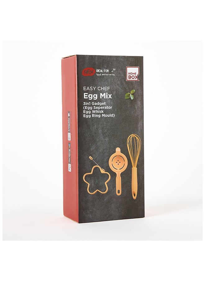 Home Box - Easy Chef Egg Mix 3 in 1 Gadget Egg Separator with Whisk and Ring Mould 19 x 3 x 8 cm - Image 1