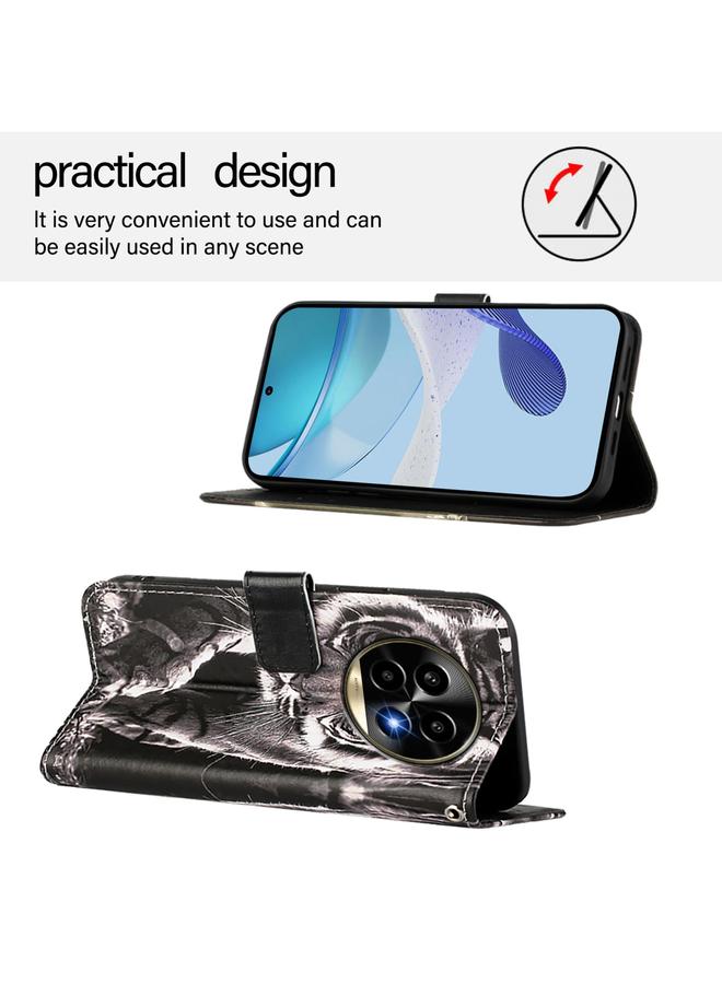 اس-توب جراب لهاتف Realme 13 Pro 5G / 13 Pro+ 5G، مصنوع من الجلد المنسوج البسيط بنمط رسم ملون - Image 4