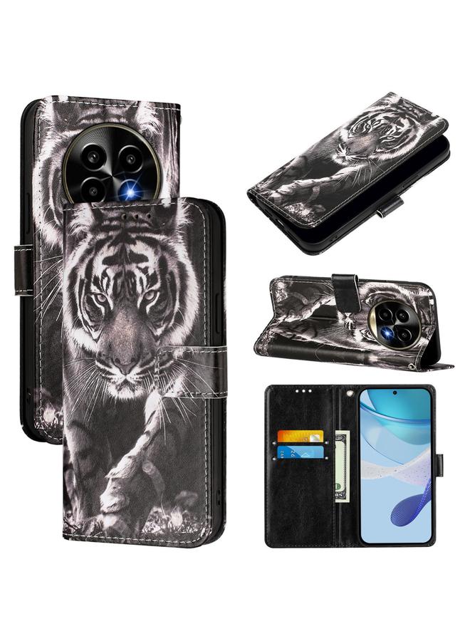 اس-توب جراب لهاتف Realme 13 Pro 5G / 13 Pro+ 5G، مصنوع من الجلد المنسوج البسيط بنمط رسم ملون - Image 1