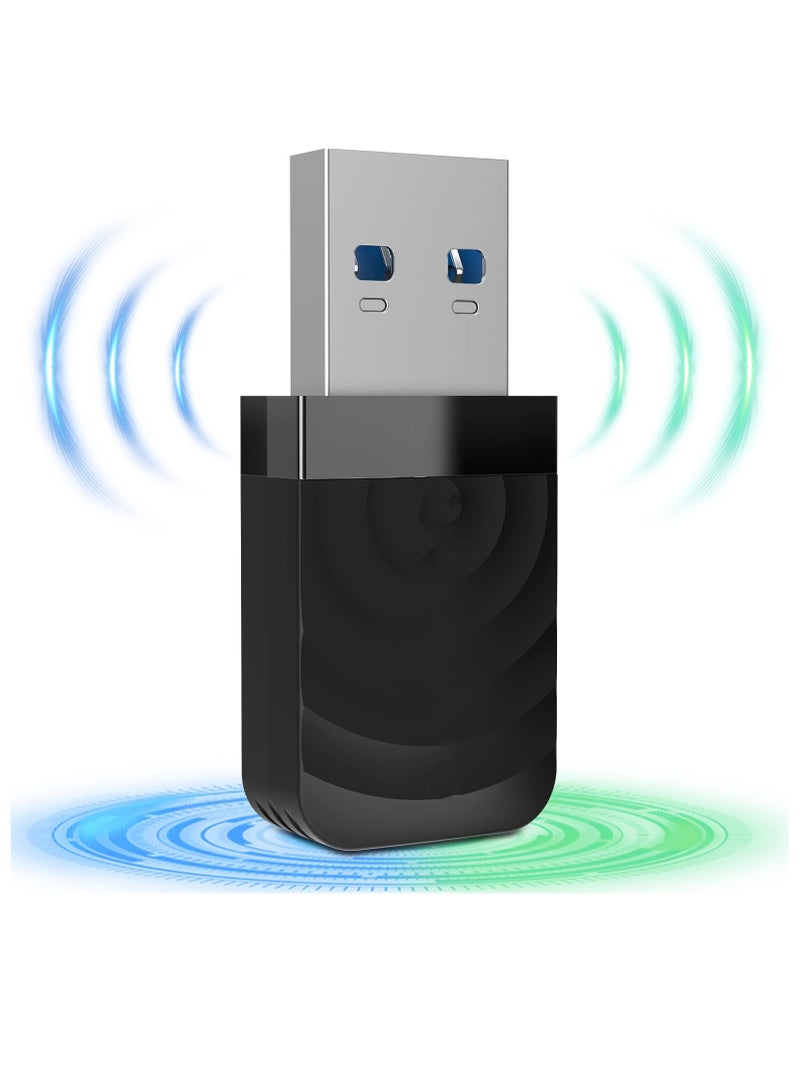 SYOSI 1300Mbps Wireless USB3.0 WiFi Adapter 802.11ac Dual Band 5GHz and 2.4GHz USB Wifi Dongle for PC Desktop Laptop High Transmission Speed Driver Free MU-MIMO for Windows 11 10 7 8 8.1 XP Mac OS - Image 1