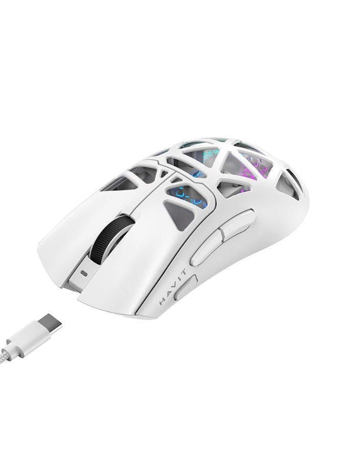 هافيت Havit MS1042WB Wireless RGB Office 3-Mode 12000dpi 2.4GHz BT Light Weight Laser Custom PC Gaming Mouse - Image 2