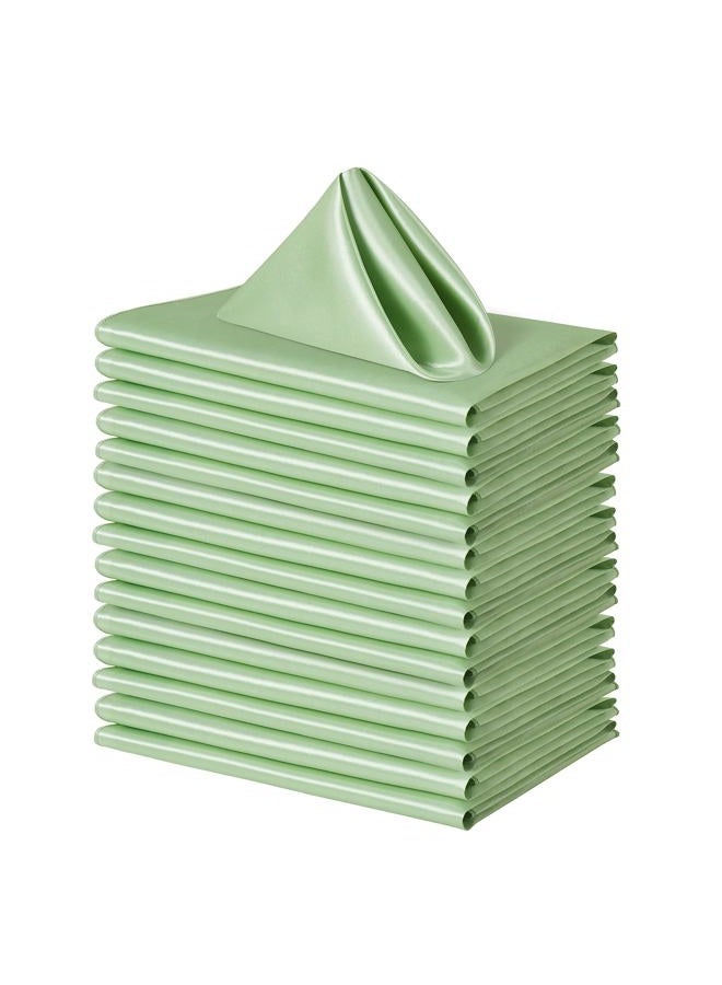 Counfeisly 100 Pack Square Satin Dinner Napkins, 20x20 Inches Silky Soft Smooth Table Cloth Napkins for Restaurant Weddings Banquet Party Decoration, Sage Green - Image 1