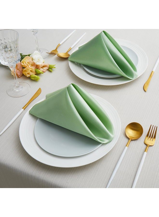 Counfeisly 100 Pack Square Satin Dinner Napkins, 20x20 Inches Silky Soft Smooth Table Cloth Napkins for Restaurant Weddings Banquet Party Decoration, Sage Green - Image 2