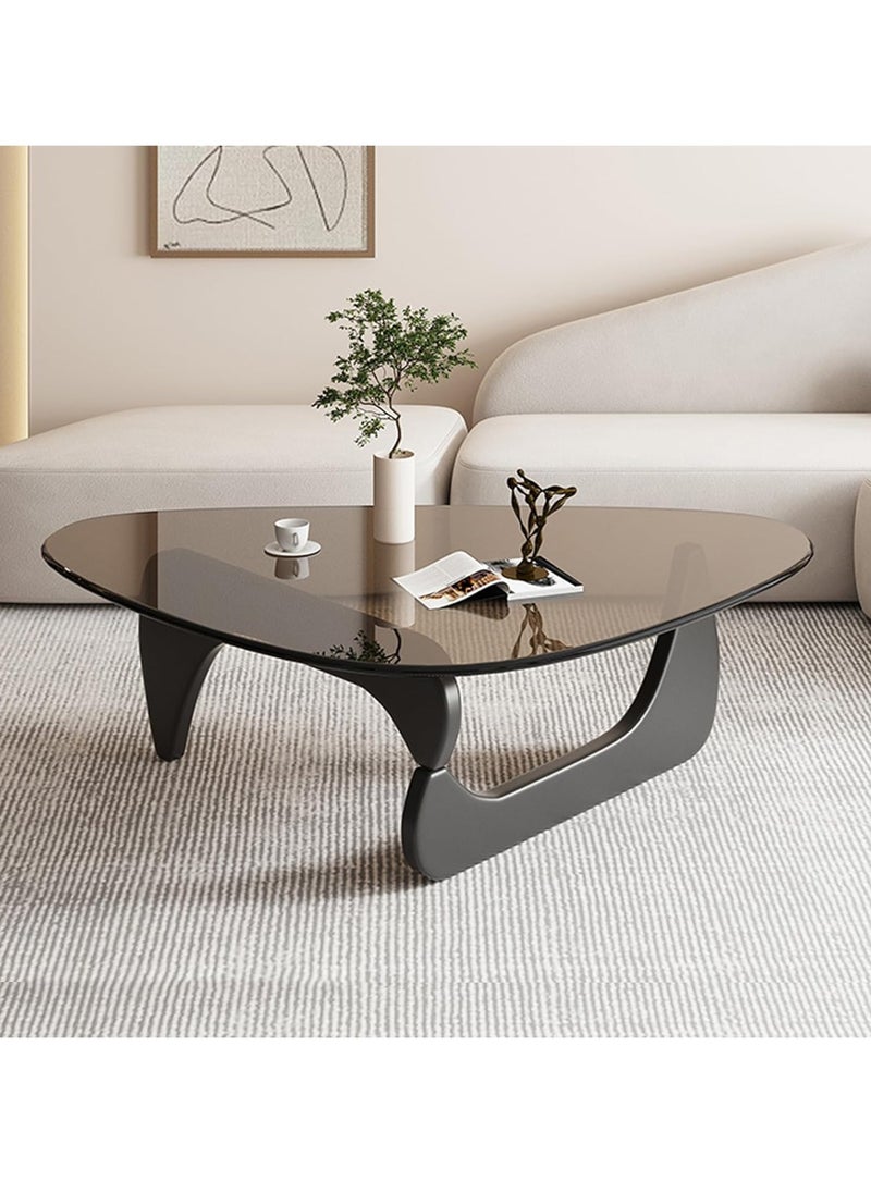 JOMILA Triangle Coffee Table Modern Coffee Table Wood Base Triangle Glass top for Living Room Patio Study Lounge Office  - Image 1