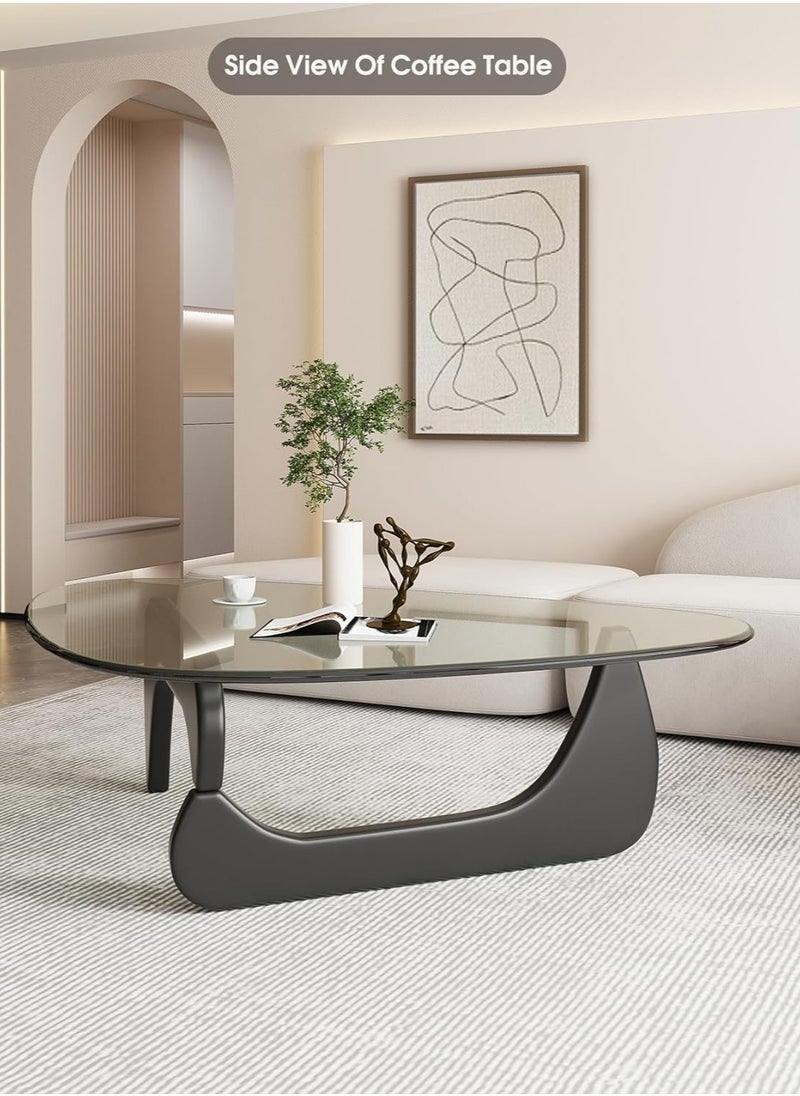 JOMILA Triangle Coffee Table Modern Coffee Table Wood Base Triangle Glass top for Living Room Patio Study Lounge Office  - Image 3