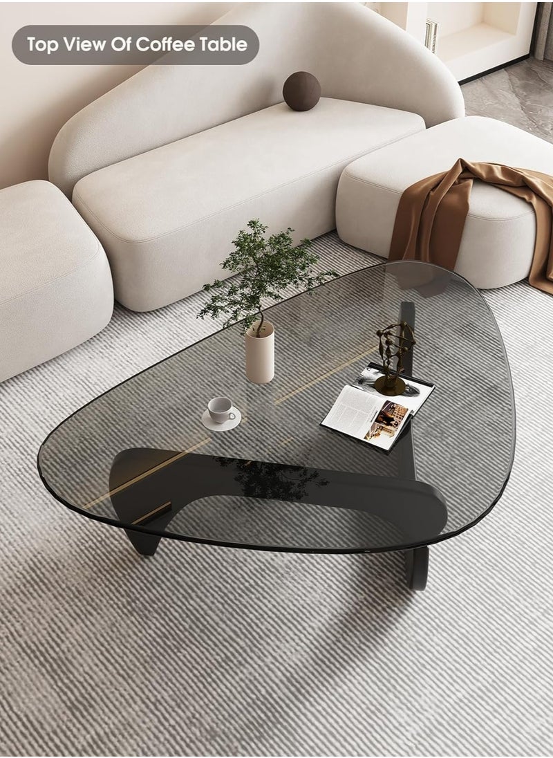 JOMILA Triangle Coffee Table Modern Coffee Table Wood Base Triangle Glass top for Living Room Patio Study Lounge Office  - Image 2