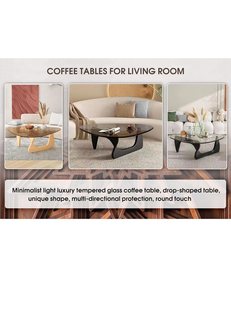 JOMILA Triangle Coffee Table Modern Coffee Table Wood Base Triangle Glass top for Living Room Patio Study Lounge Office  - Image 4