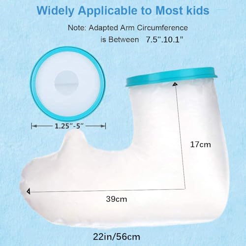 VALLEYWIND Kids Arm Cast Cover for Shower Bath Teens Waterproof and Watertight Cast Bandage Protector Bag for Broken Surgery Wound Arm, Hands, Wrists,Protector Bag (S-17.5inches) - Image 2