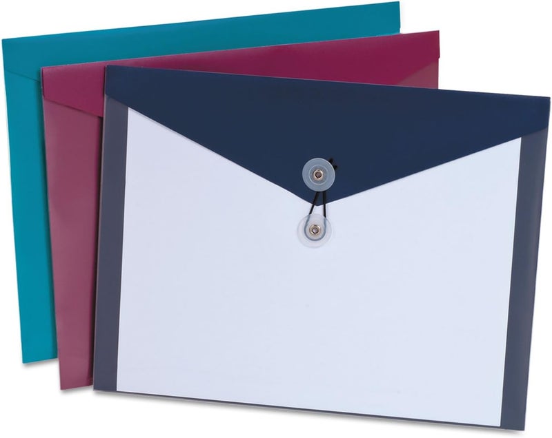 Pendaflex 90016 Poly Booklet Envelope, Side Opening, 12 1/2 x 9 1/4, 3 Colors, 4/Pack - Image 2