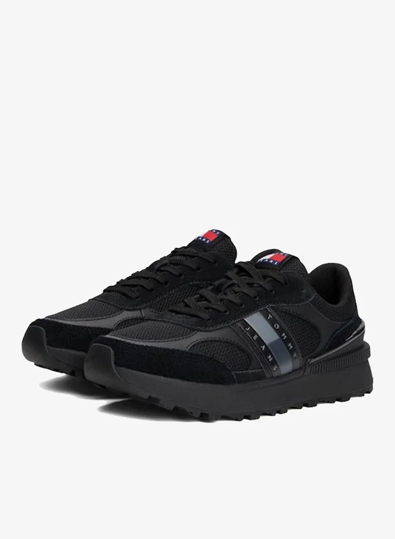 Tommy Jeans Black Essential Mixed Texture Sneakers for Men | Best Price UAE