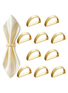 Napkin Rings, 10Pcs Gold Stainless Steel Napkin Ring Holders, Modern Design Ring Holder Metal Semicircle Serviette Buckles Metallic Adornment, for Table Settings Kitchen Dinner Party Wedding