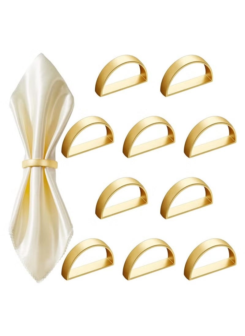 Generic - Napkin Rings, 10Pcs Gold Stainless Steel Napkin Ring Holders, Modern Design Ring Holder Metal Semicircle Serviette Buckles Metallic Adornment, for Table Settings Kitchen Dinner Party Wedding - Image 1