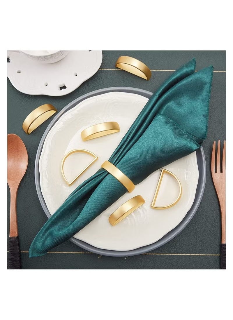Generic - Napkin Rings, 10Pcs Gold Stainless Steel Napkin Ring Holders, Modern Design Ring Holder Metal Semicircle Serviette Buckles Metallic Adornment, for Table Settings Kitchen Dinner Party Wedding - Image 1