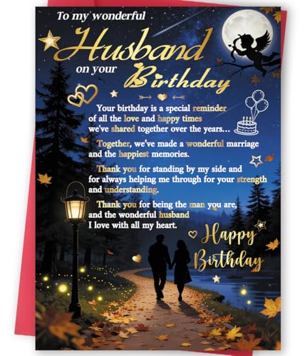 FANCYLUCKY Funny Birthday Card for Husband, Romantic Husband Birthday Card Gifts from Wife, Bday Decoration for Husband - Image 1