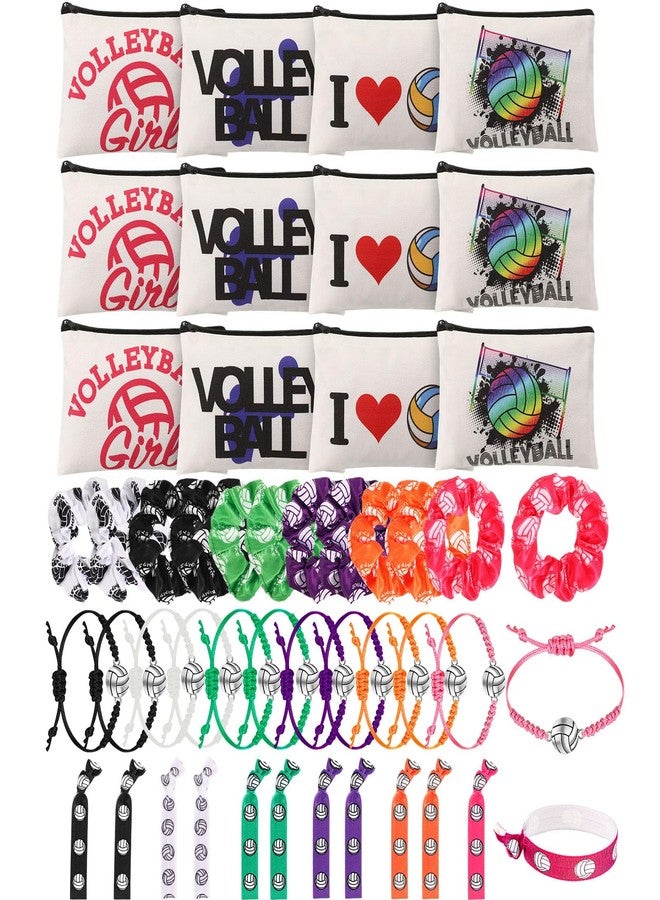 Hotop 48 Pcs Volleyball Gifts for Teen Girls Include Volleyball Cosmetic Bags Volleyball Sport Hair Scrunchies Adjustable Charm Bracelets Volleyball Accessories Hair Ties Volleyball Gifts for Team - Image 1