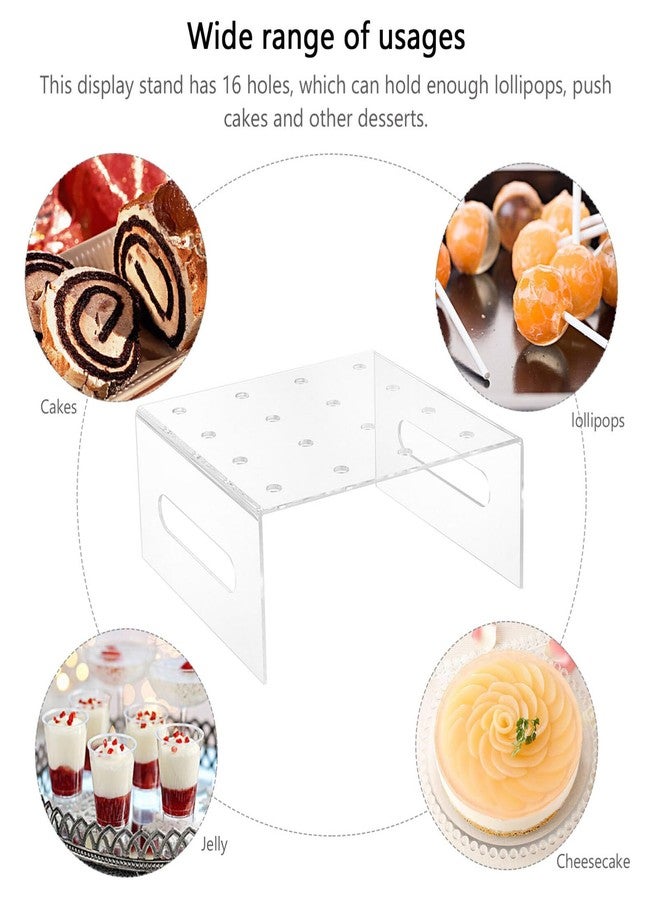 Hemoton 16-Hole Acrylic Push Cake Pop Stand Clear Food Propeller Display Stand Dessert Holder for Parties Home Kitchens 8.5X8.5X3.5 Inches - Image 5