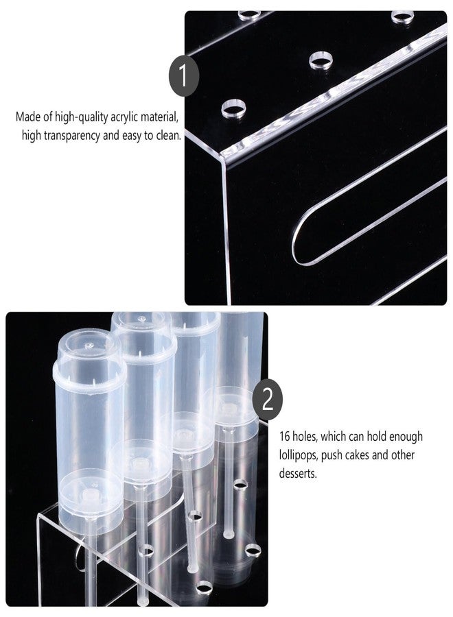 Hemoton 16-Hole Acrylic Push Cake Pop Stand Clear Food Propeller Display Stand Dessert Holder for Parties Home Kitchens 8.5X8.5X3.5 Inches - Image 4