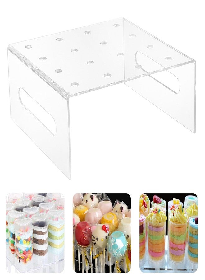 Hemoton 16-Hole Acrylic Push Cake Pop Stand Clear Food Propeller Display Stand Dessert Holder for Parties Home Kitchens 8.5X8.5X3.5 Inches - Image 3