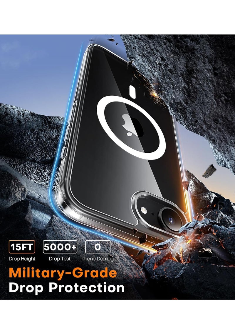 BORTONY iPhone 16e Case Cover Clear Magnetic Slim Anti Yellowing Phone Case With 2X Screen Protector 9H Hardness HD Clear Glass For iPhone 16e 6.1-Inch - Image 4