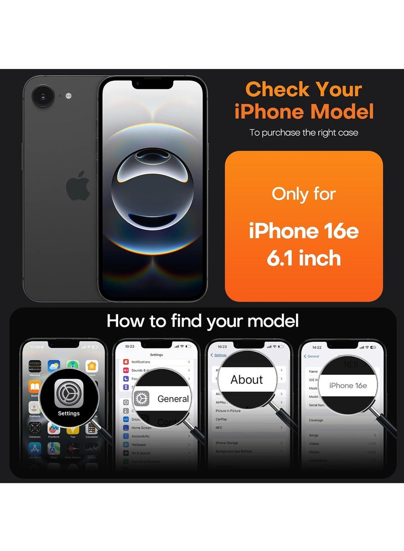 BORTONY iPhone 16e Case Cover Clear Magnetic Slim Anti Yellowing Phone Case With 2X Screen Protector 9H Hardness HD Clear Glass For iPhone 16e 6.1-Inch - Image 2