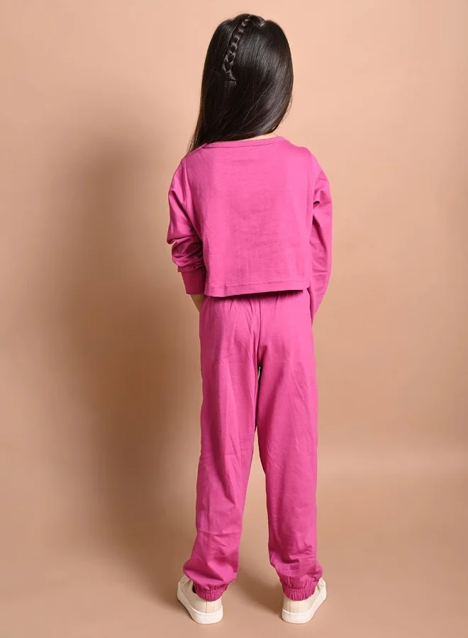 LILPICKS Never Mind Printed Crop Top with Jogger Set