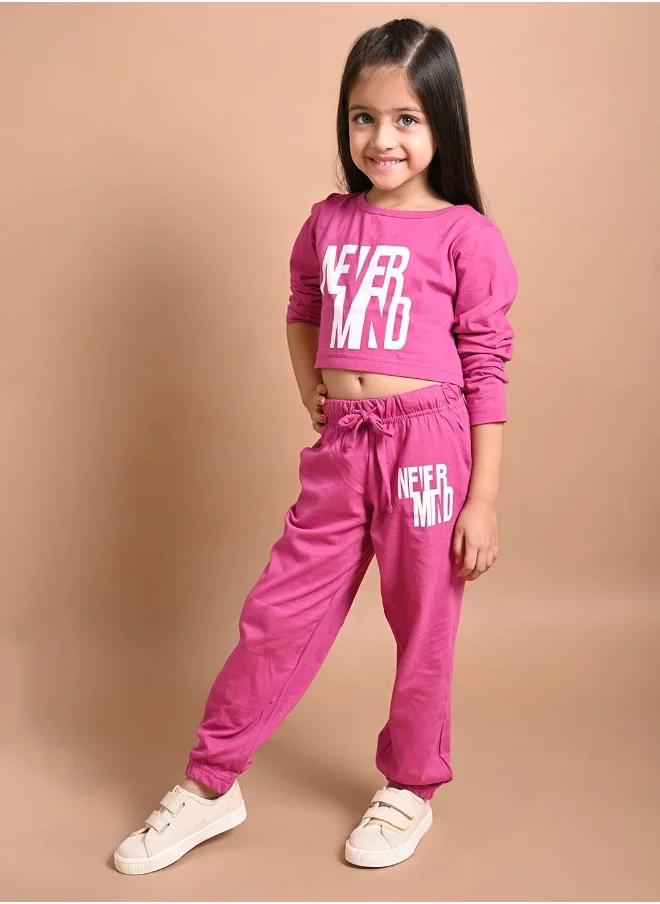 LILPICKS Never Mind Printed Crop Top with Jogger Set