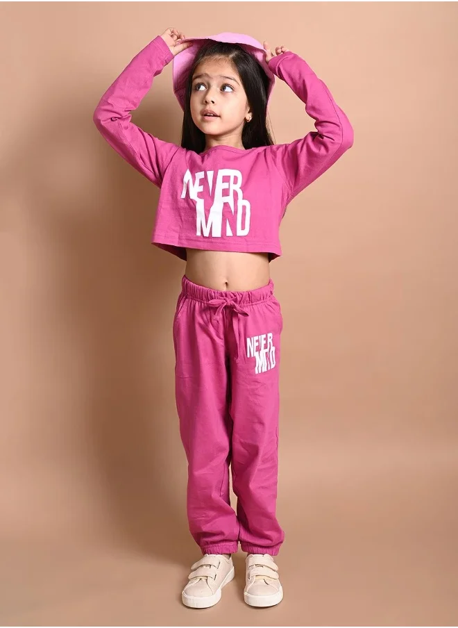 ليلك Never Mind Printed Crop Top with Jogger Set